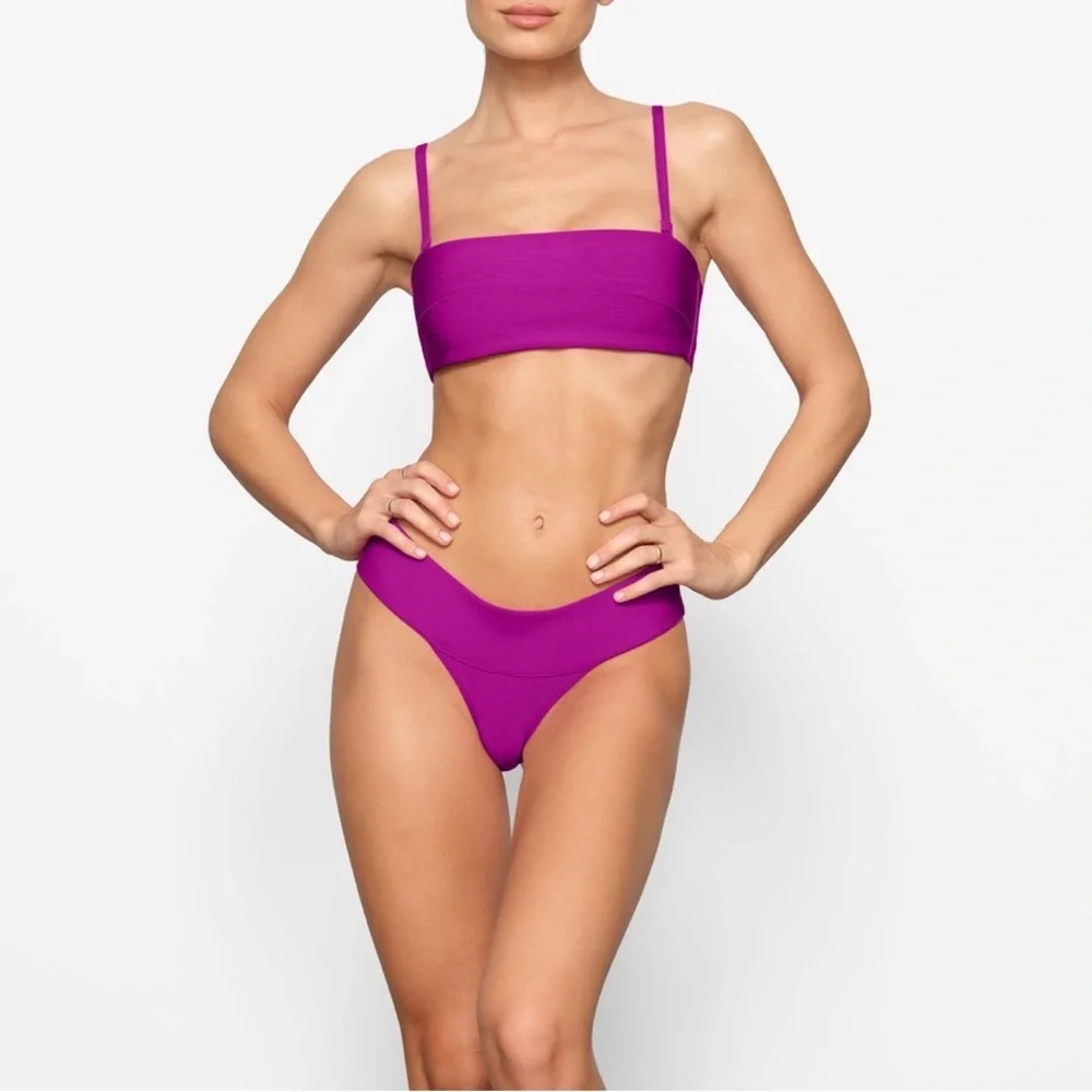 SKIMS knit swim bandeau bikini top lollipop